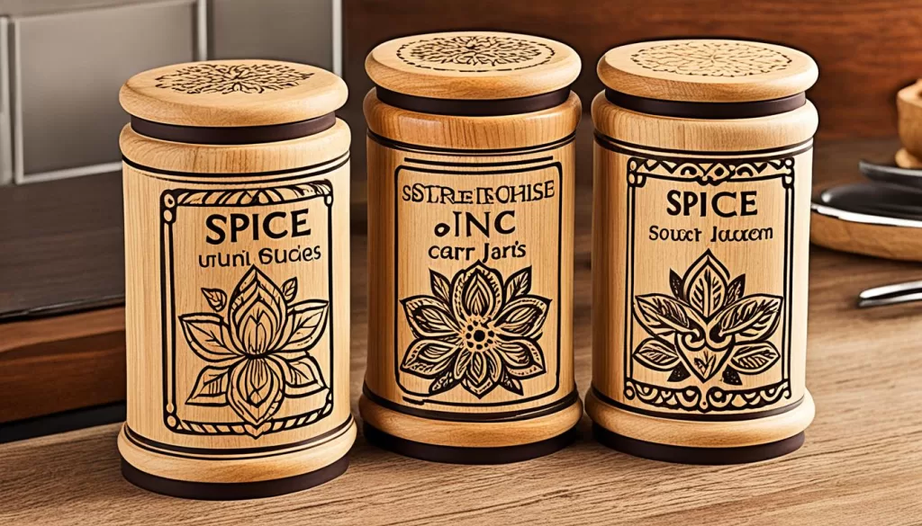 custom wholesale wooden spice jars