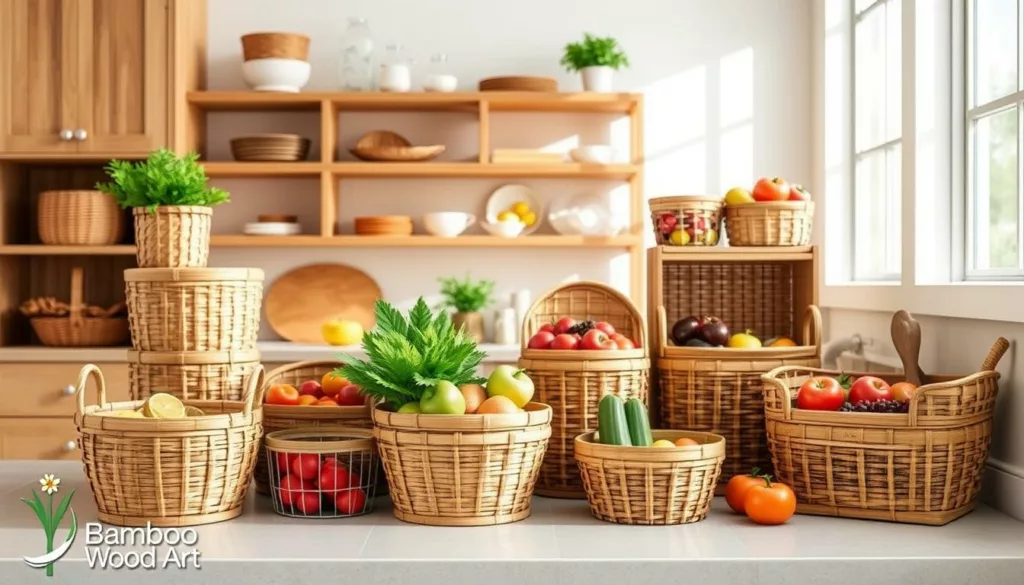 Bamboo baskets for pantry organization