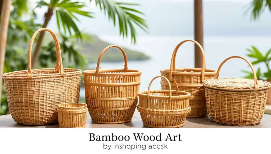 Bamboo baskets with handles