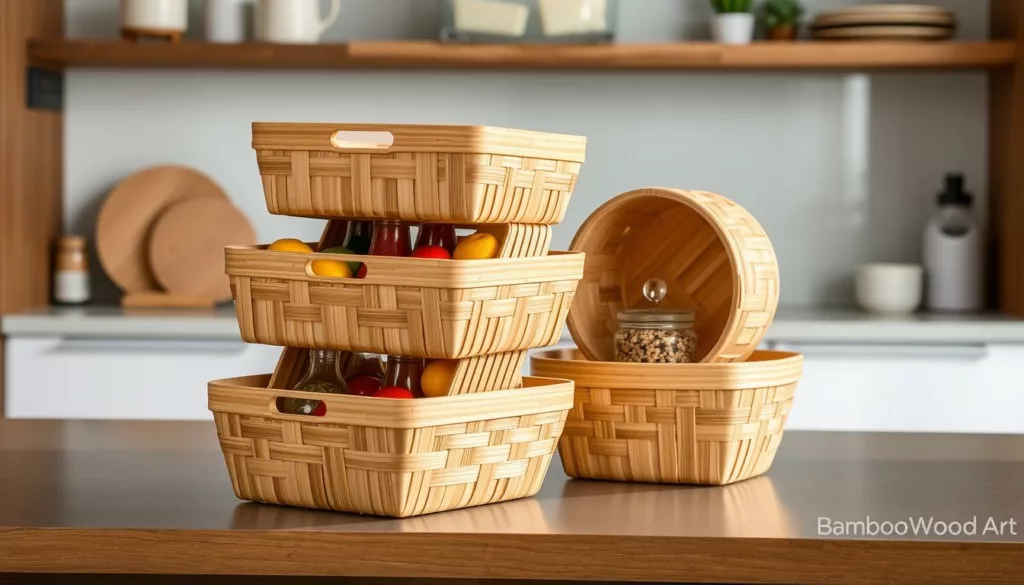 space-saving bamboo baskets